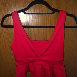 Red cropped  peplum top